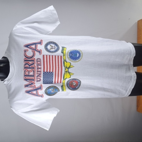 Vintage America United Flag Military branches graphic white casual LG t-shirt - Picture 2 of 4